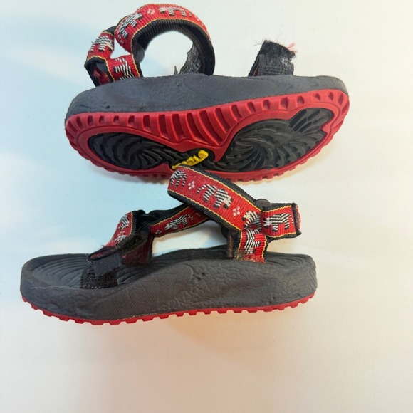 Teva Hurricane Sandals Kids Toddler Size 4 Black Red Zebra Print Strappy Outdoor - Picture 7 of 8